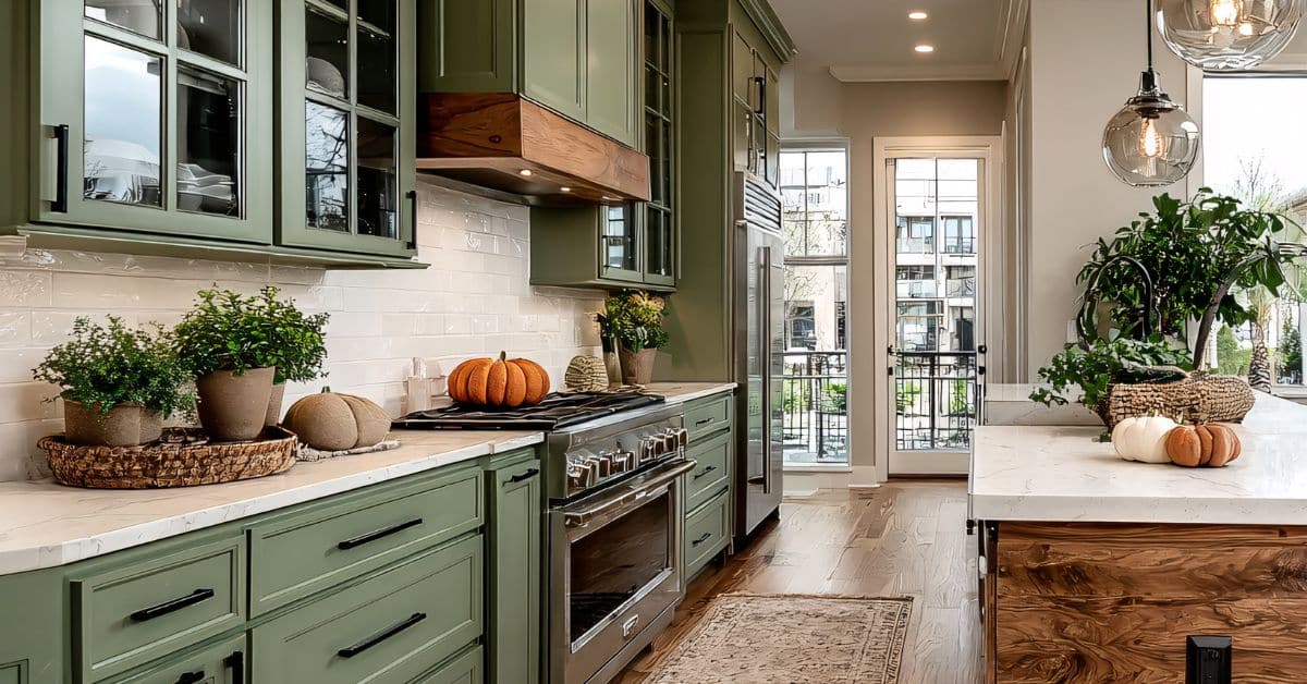 Kitchen Remodeling Port St. Lucie With Custom Cabinetry Custom kitchen remodeling in Port St. Lucie with green cabinets and modern design